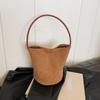 Simple Pu Leather Suede Bucket Bag Fashion Simple Velvet Shoulder Bag Large Capacity Handbag Pu Tote Bag Holiday