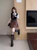 Preppy Style Petite JK Uniform Set: Slimming Bow Tie Shirt & High Waist Cake Skirt Two-Piece