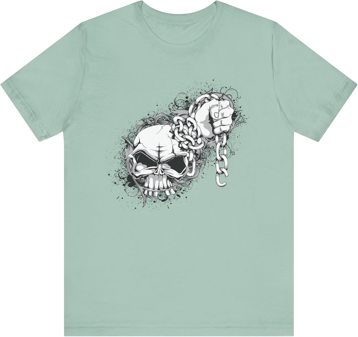 Chain Skull Graphic Design Tee, Skull Shirt, Vintage Tees, Art Design T-Shirt, Vintage Graphic Tee, Art Shirts with Skulls S