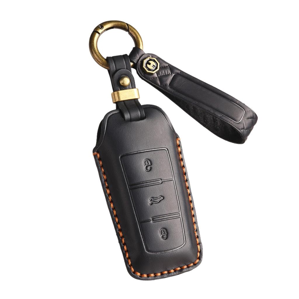 Handmade Retro Leather Key Cover for Volkswagen CC and Magotan