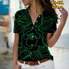 2025 Summer New Fashion Women's Flower Printed Short Sleeve V-neck Casual Button-down Shirt Top
