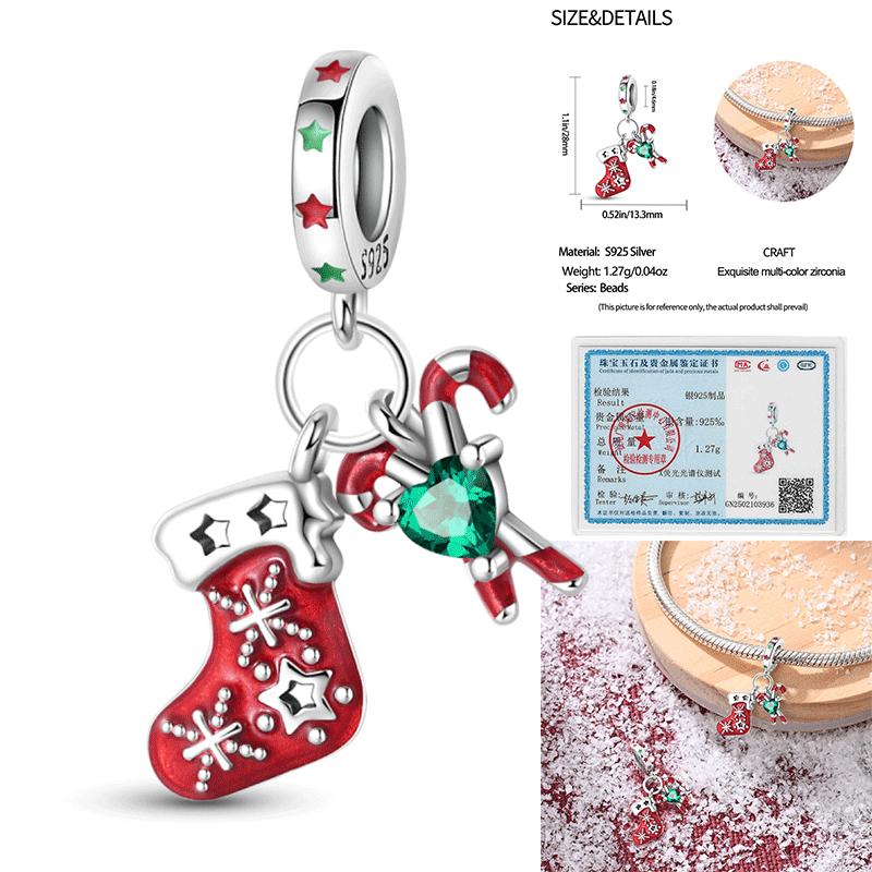 Copper Snowman Beads Wreath Christmas Bell Charm Fit 3Mm Women Bracelet Diy Accessories Christmas Gift Fine Jewelry