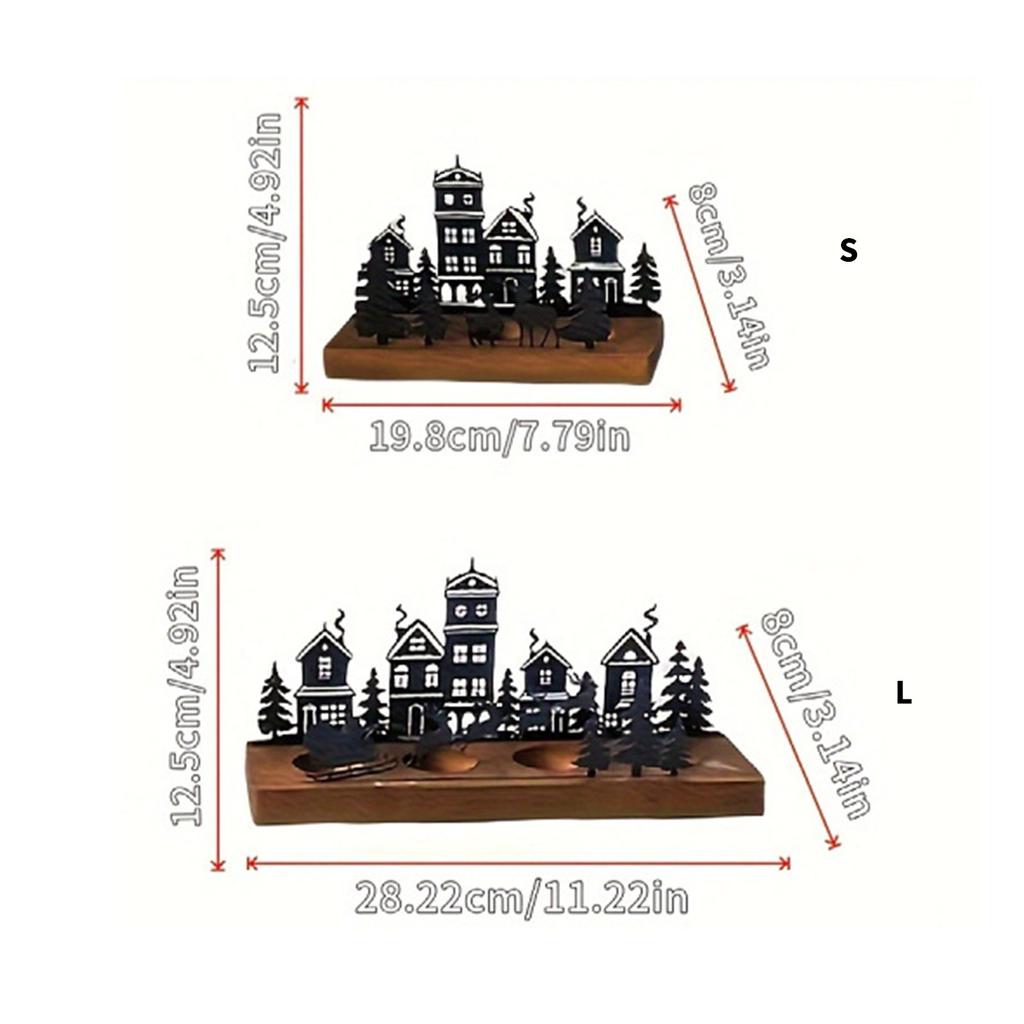 Julsljusbricka Metall med Trähållare Värmeljus Adventskrans för Högtidsdekoration