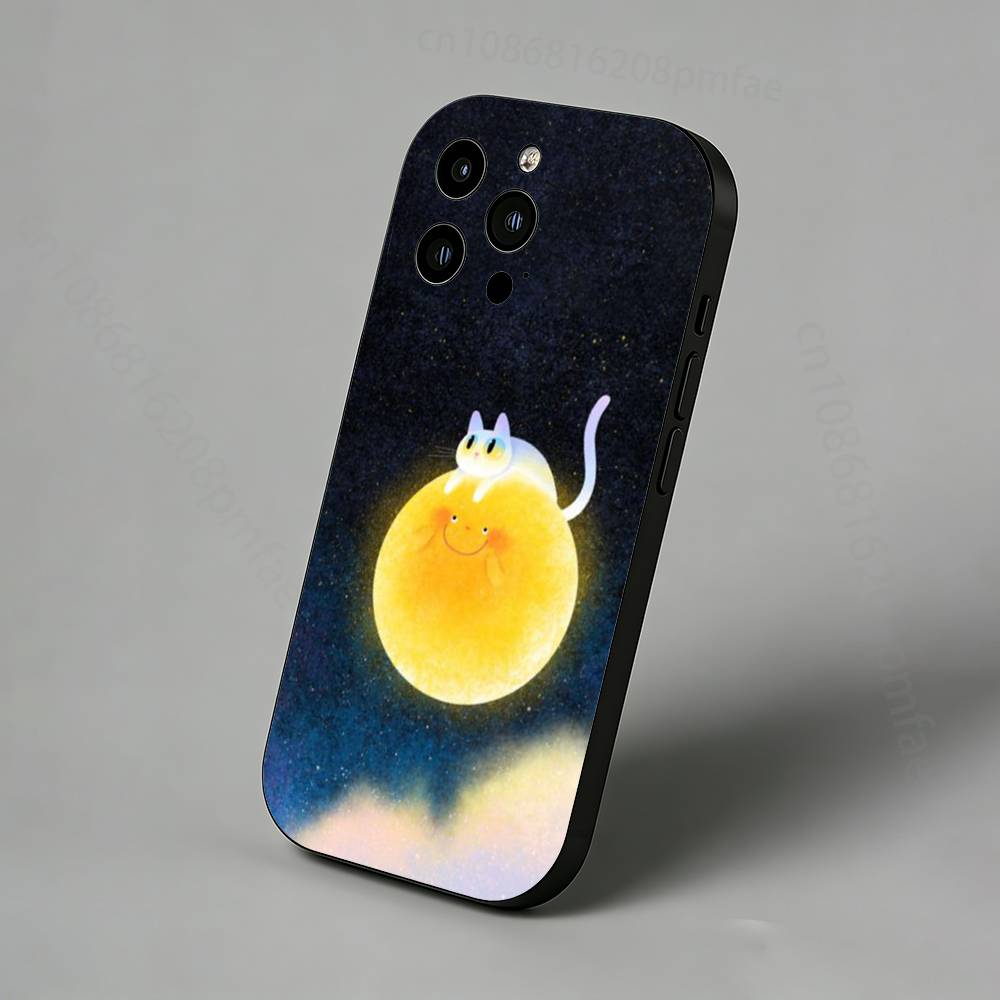 

Cute Animals on the Moon Slim Back Phone Case for iPhone 17,16,15,14,13,12,11 Pro,Max,Plus,X,XS,XR,SE,Mini Protective Cover iPhone12mini