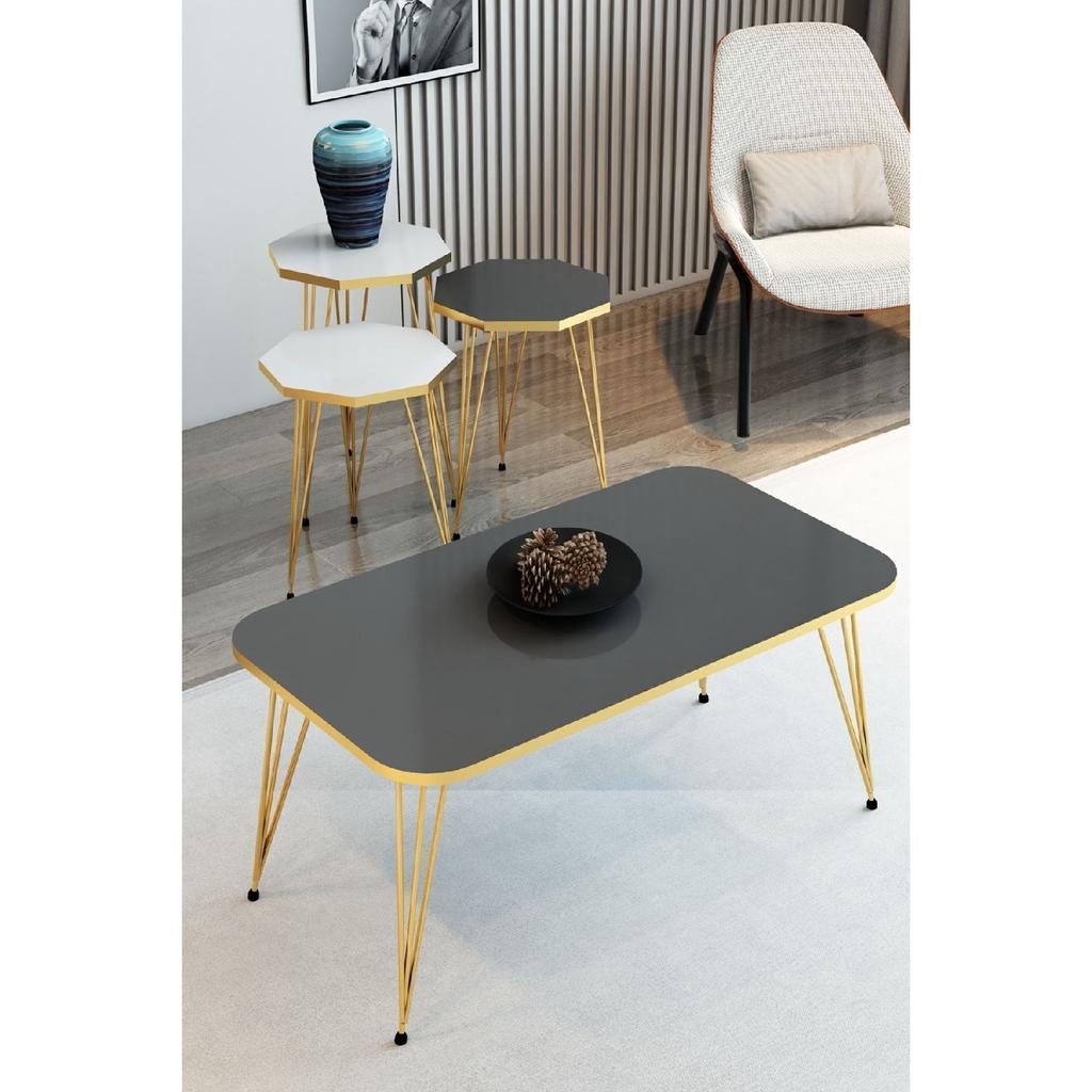 3-piece Nesting Coffee Table And Coffee Table Set Gold Octagonal Coffee Table Set Wire Leg Coffee Table Set