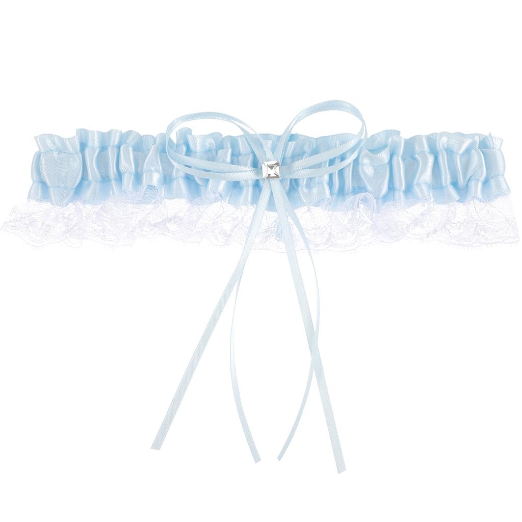 Bride for Wedding Day Cosplay Accessories European and American Bowknot Leg Lace Blue Ribbon Garters Women's