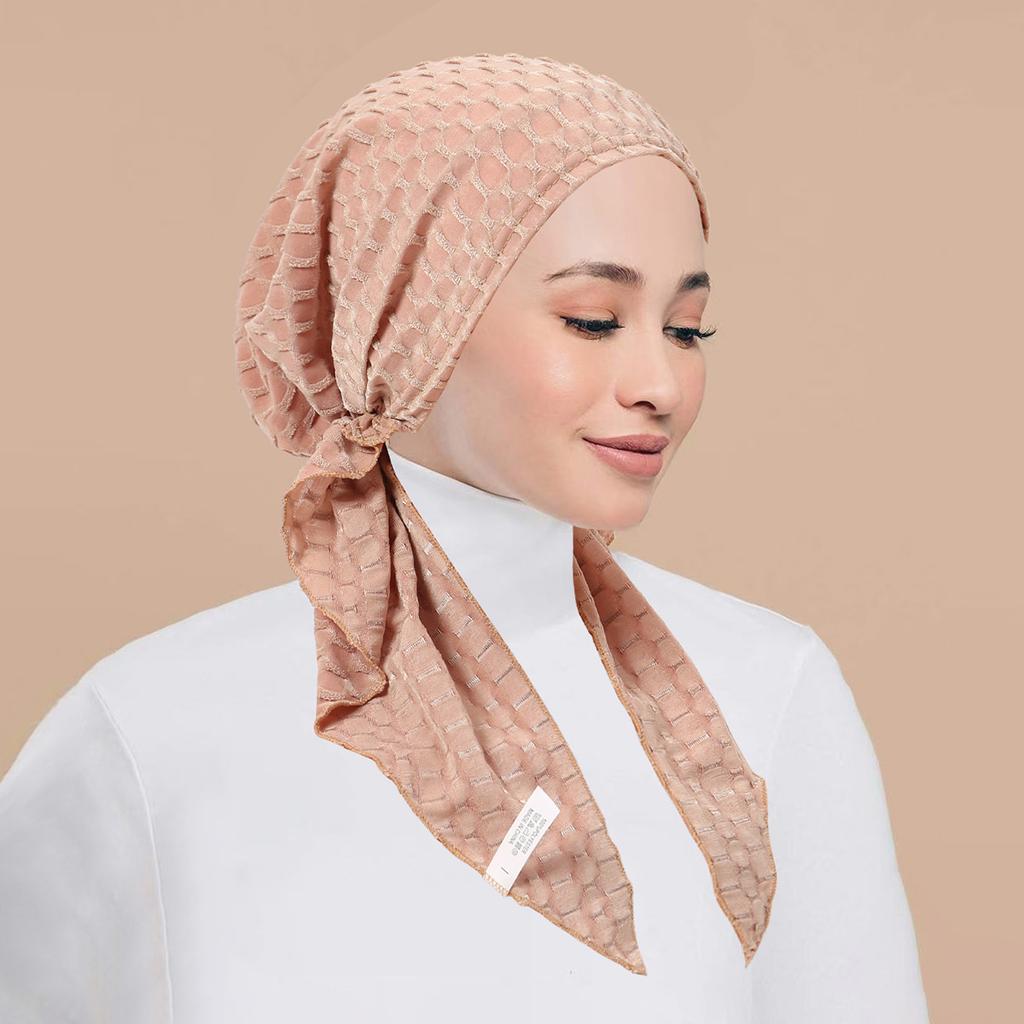 New Muslim Inner Hijab Turban Women Pre-Tied Cap Long Tail Headscarf Wrap Beanies Bonnet Head Scarf Stretch Headwear Ninja Hat