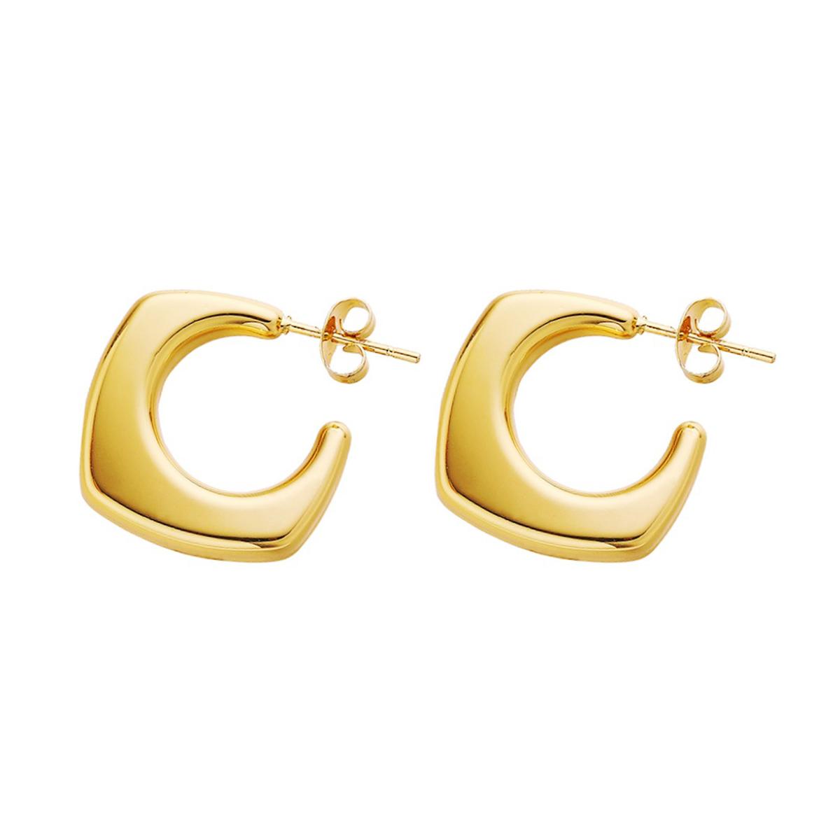 Stainless Steel Golden Square Earrings Hypoallergenic Light Luxury Jewelry Accessories Stud Earrings Women, for Daily & Party золотой