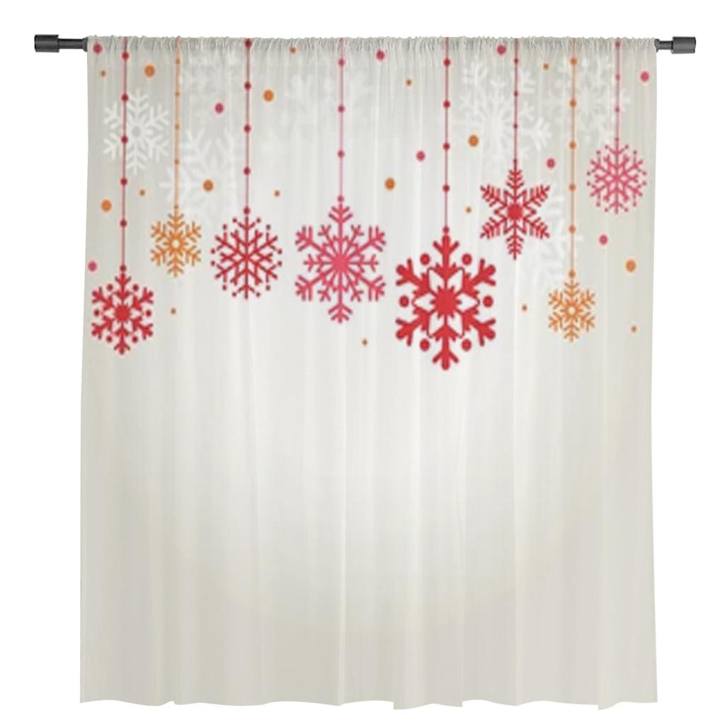 Christmas Snowflakes Tulle Curtain For Living Room Bedroom Kitchen Decoration Window Voiles Tulle Curtain