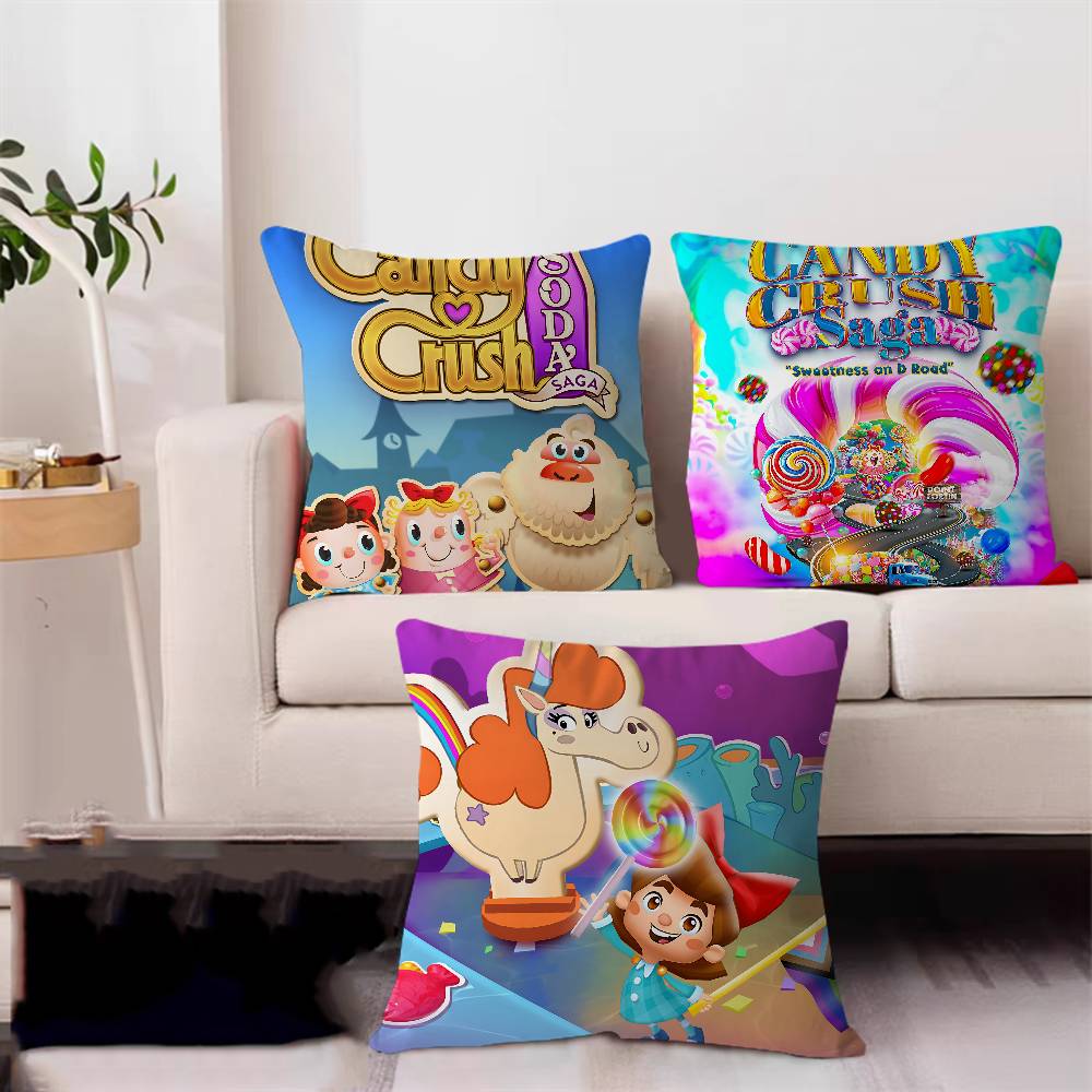 C-Candy Crush Saga Personalized Pillow Cover Kids Bedroom Wild Party Decor Pillowcase Kid Birthday Shower Gift