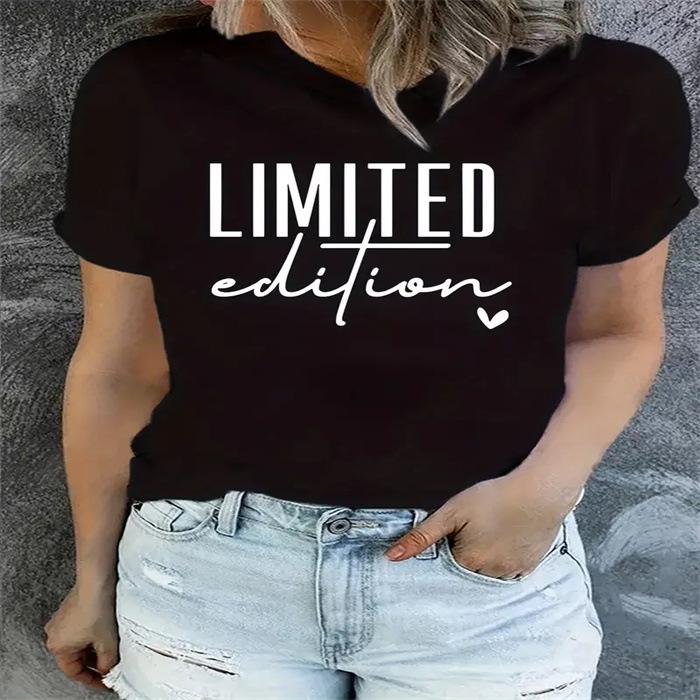 

Short-sleeved T-shirt European and American summer new women s fashion casual home commuting versatile round neck short-sleeved T-shirt 5XL чорний