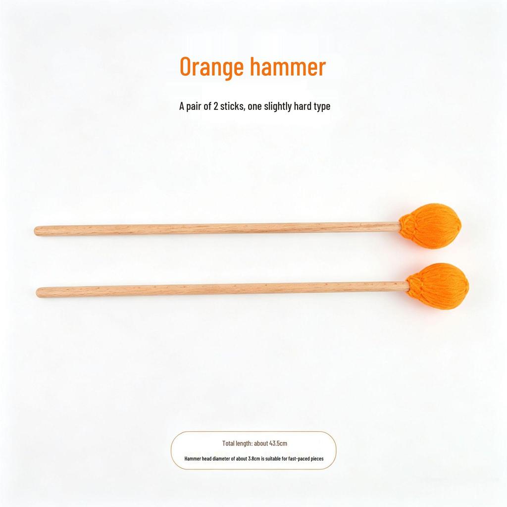 Professional Beech Wood Mallets with Wool Yarn Heads - Soft, Medium, Hard for Marimba & Xylophone