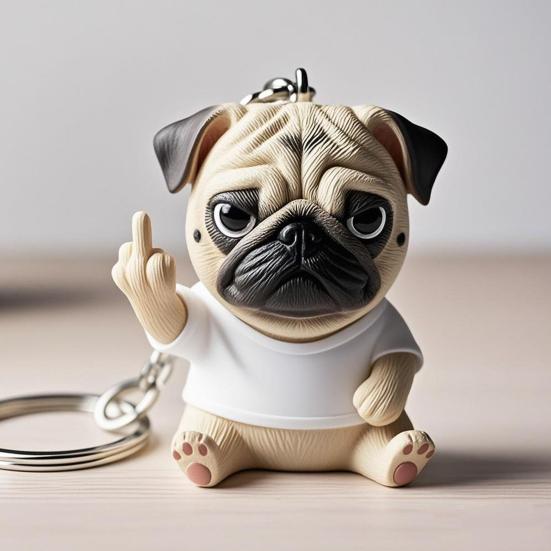 Middle Finger Posture Puppy Keychain 3D Dog Design Key Chain Backpack Cool Puppy Decoration Bag Accessories