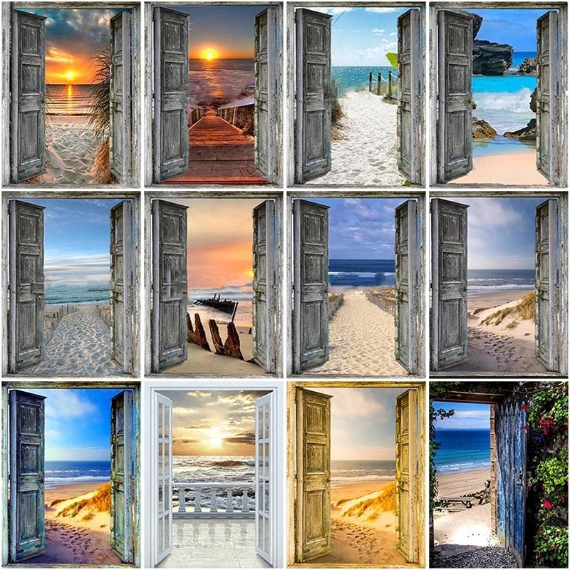 DIY 5D Diamond Painting Door to Seaside Beach Landscape Paint with Full ...