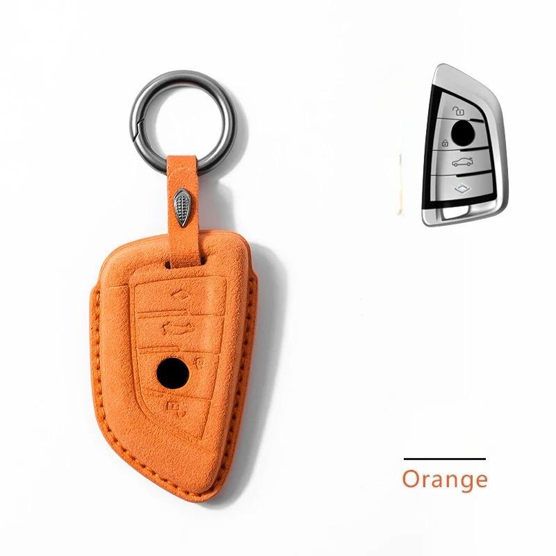 Suede Car Key Case Remote Cover Shell Holder Chain Keyring Fob For BMW 120i 225i 320i 330Li 1 2 3 Series I3 iX3 X3 X2 M3 M2 X3M