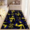 Modern Abstract Carpet with Yellow and Blue Geometric Starburst Pattern Suitable for use as an anti-slip for living room bedroom sofas