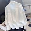 Women's Bow Shirt French Style Loose Turndown Collar Single Breasted Solid Color Ladies Blouse Spring Leisure Fashionable Famale Long Sleeved Top