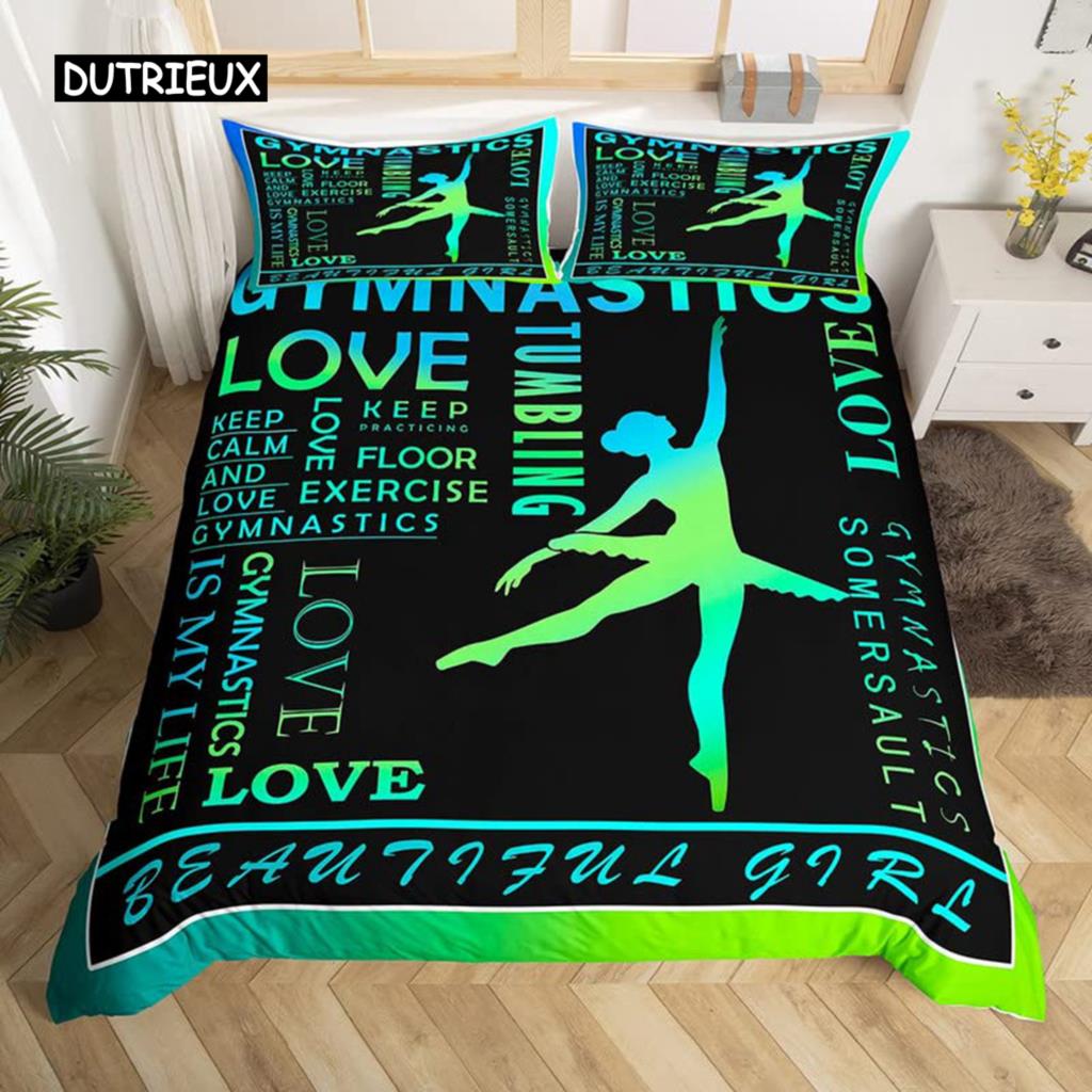 Zestaw Poszwy na Kołdrę Balet Miłość Gimnastyka Zestaw Pościeli Poliester Tancerz Muzyczny Pokrowiec na Kołdrę Impreza Popstar Ćwiczenia na Podłodze Dekor