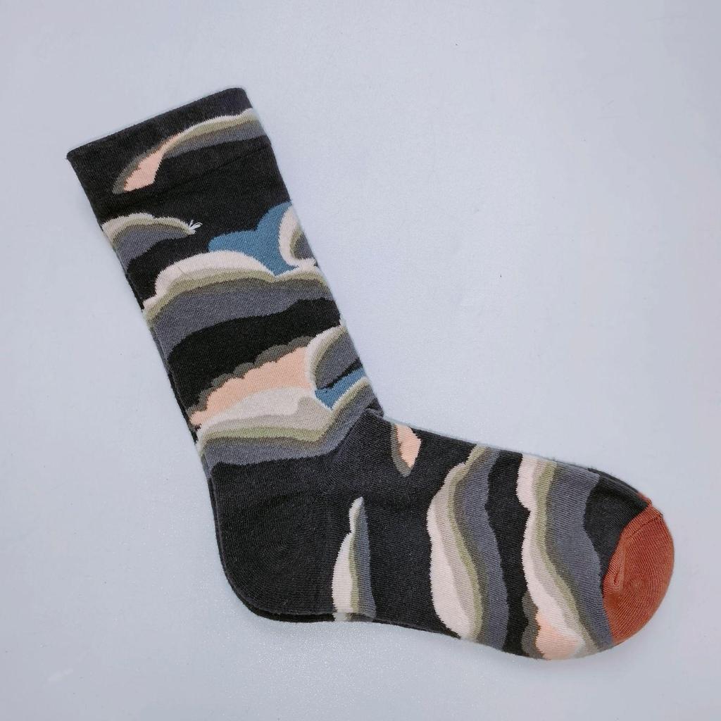 French Bonne Maison Retro Mid-Calf Socks in Maillard Color Scheme - Trendy Cotton Fashion Socks