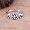 S925 Silver Plated Butterfly Ring for Women Lightweight Drip Oil Black Engagement Ring European Style