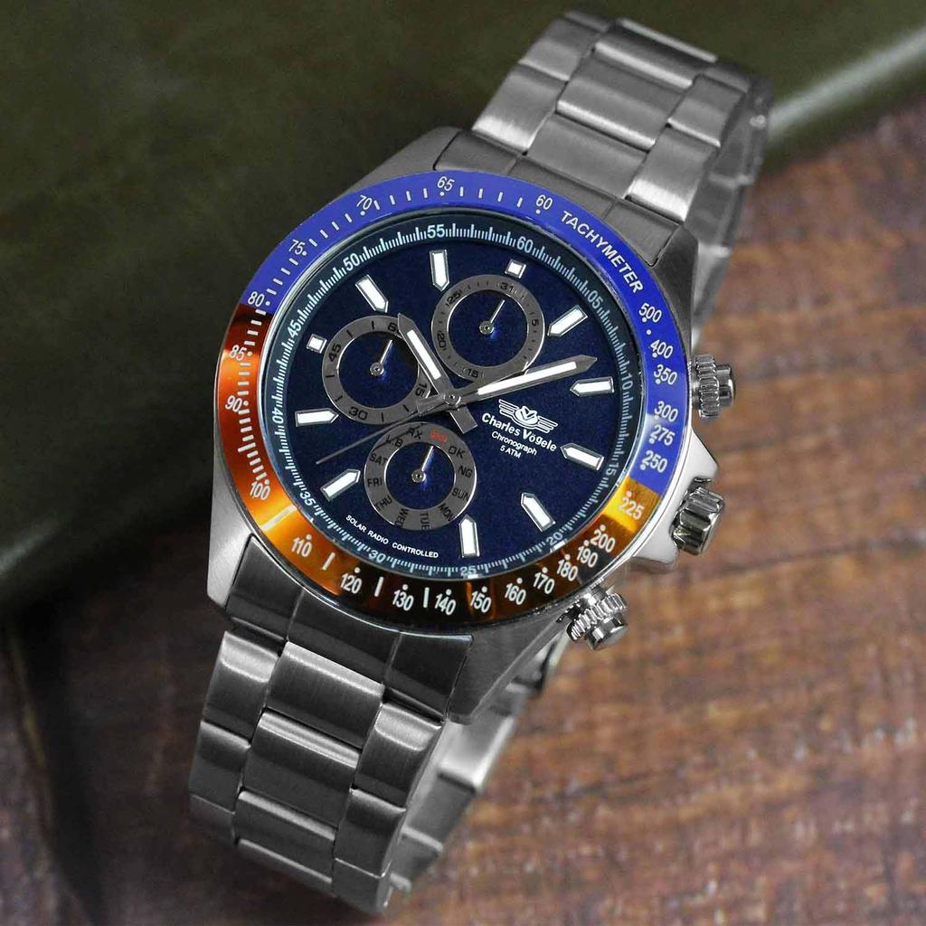 Watch Radio Solar Chronograph Brand Red Blue [Charles Hogel] Men's CV9095-0