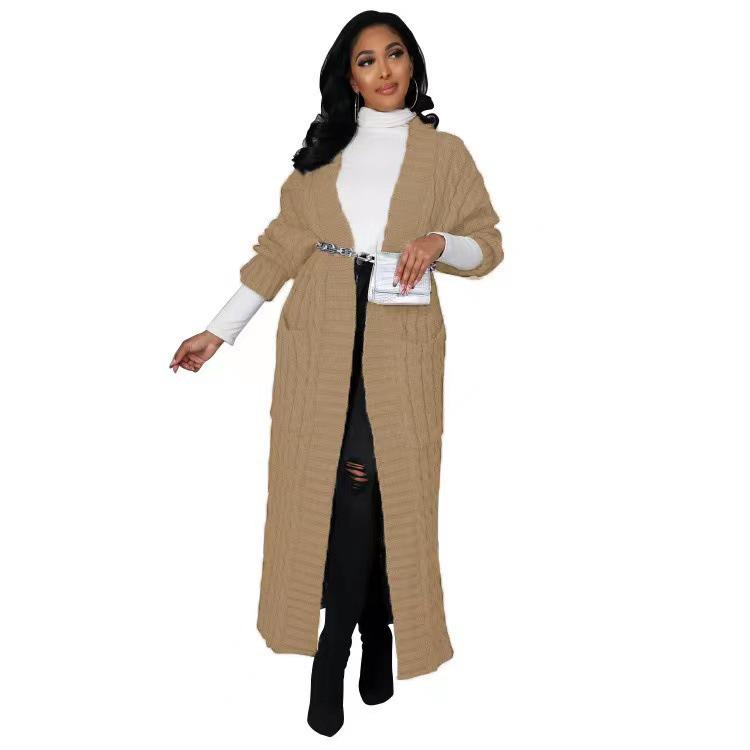 2024 Herbst/Winter Damenmode Cardigan - Langarm einfarbiger Pullover Mantel