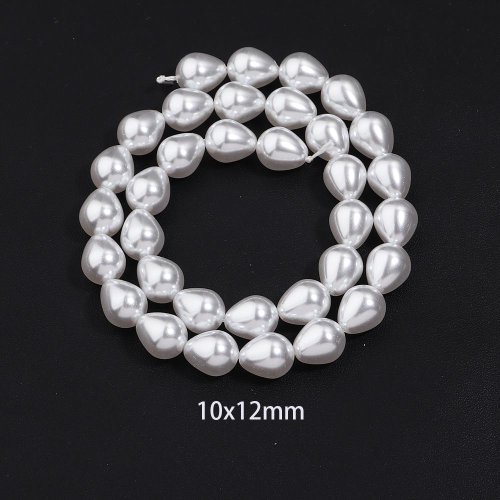 1 Strand Multisize Water Drop Shape Pearl Beads White Loose Spacer Glass Beads For DIY Charms Bracelet Necklace Jewery Accessory