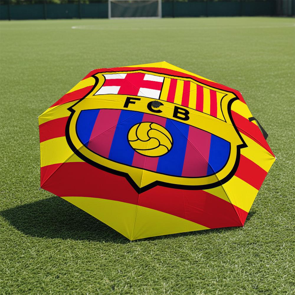 1 PC Automatic Folding Umbrella-Barcelona Football Club Pattern, Portable & Foldable Design with 8 Ribs, Christmas Birthday Gifts