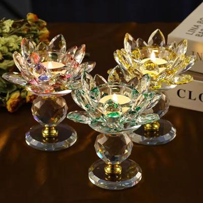 Clear Lotus Flower Candlestick 8 Colors Lotus Figurines Candle Stand  Party