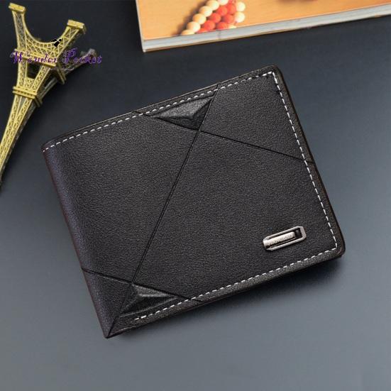 Cartera para hombre de piel sintética con patrón geométrico, fina, de gran capacidad, plegable, portátil, con múltiples bolsillos, resistente al desgaste, tarjetero de color sólido, ropa sexual para adultos