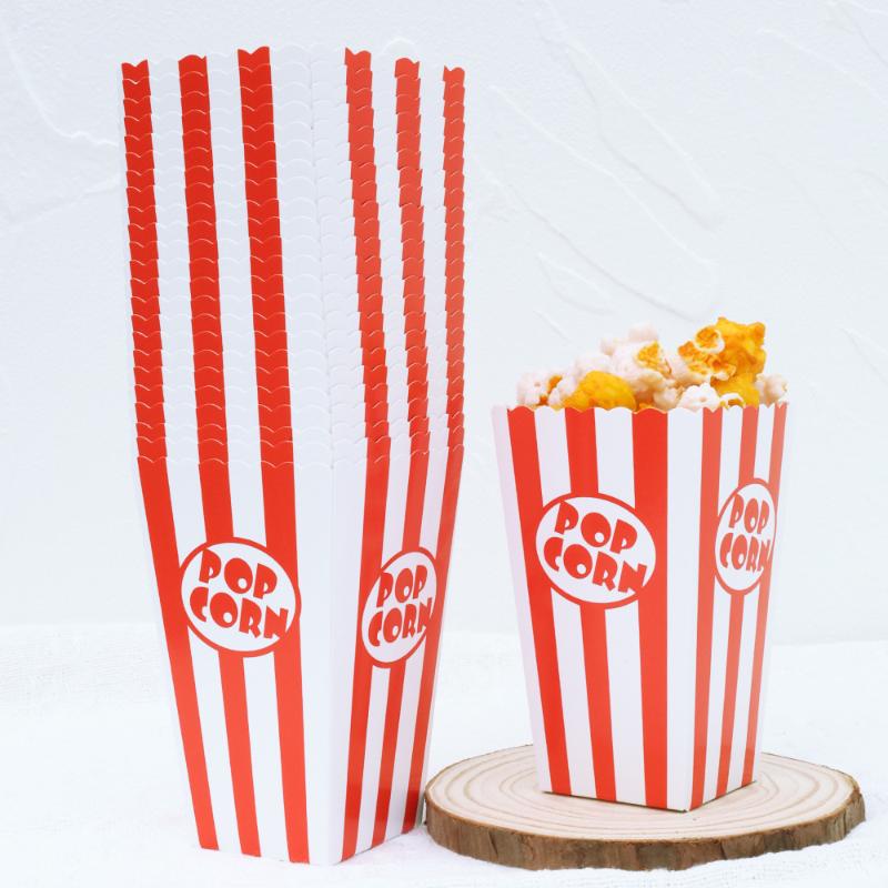 Affascinanti Scatole per Popcorn a Strisce da 20 Pezzi per Caramelle in Linea con i Temi delle Celebrazioni del Cinema