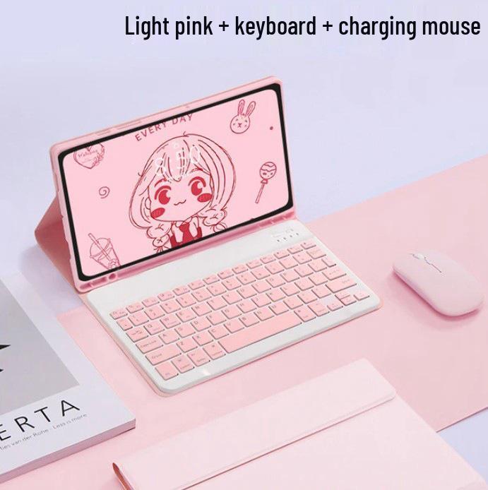 Bluetooth Touch Keyboard for Samsung Tab S9/S10/S7 FE Plus 12.4-inch & S6 Lite Protective Case