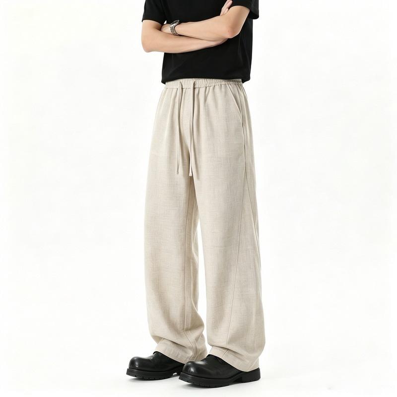 Cotton and Linen Solid Color Harlan Pants Drive DNU Summer New Men's Cotton and Linen Solid Color Casual Pants Scimitar Trousers