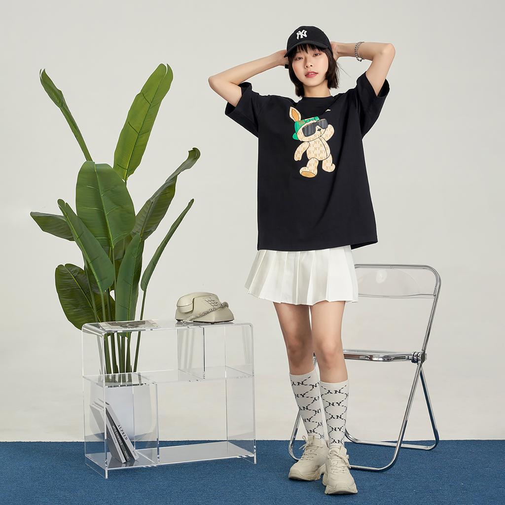 New MLB Drop Shoulder Sleeve T-Shirt Unisex Black 3ATSQ0131-50BKS