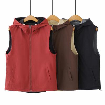 2026 Spring Plus Size Reversible Hooded Vest for Women - Slimming Cardigan Top 2610