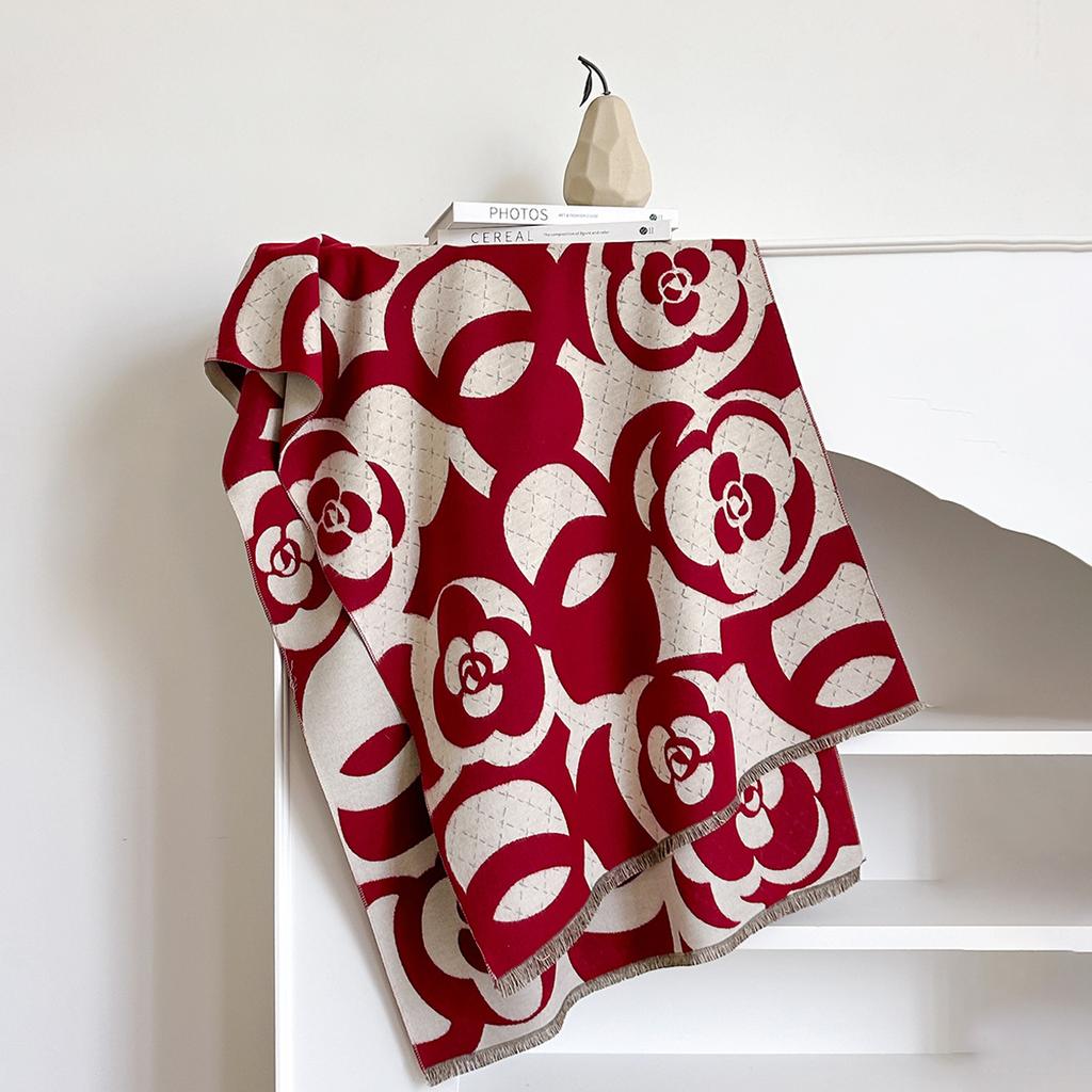 Schal Herbst Und Winter Schal Japanisch Und Koreanisch Imitation Kaschmir Weich Imitation Kaschmir Kamelie Kälteabweisend Atmosphäre Warmer Schal