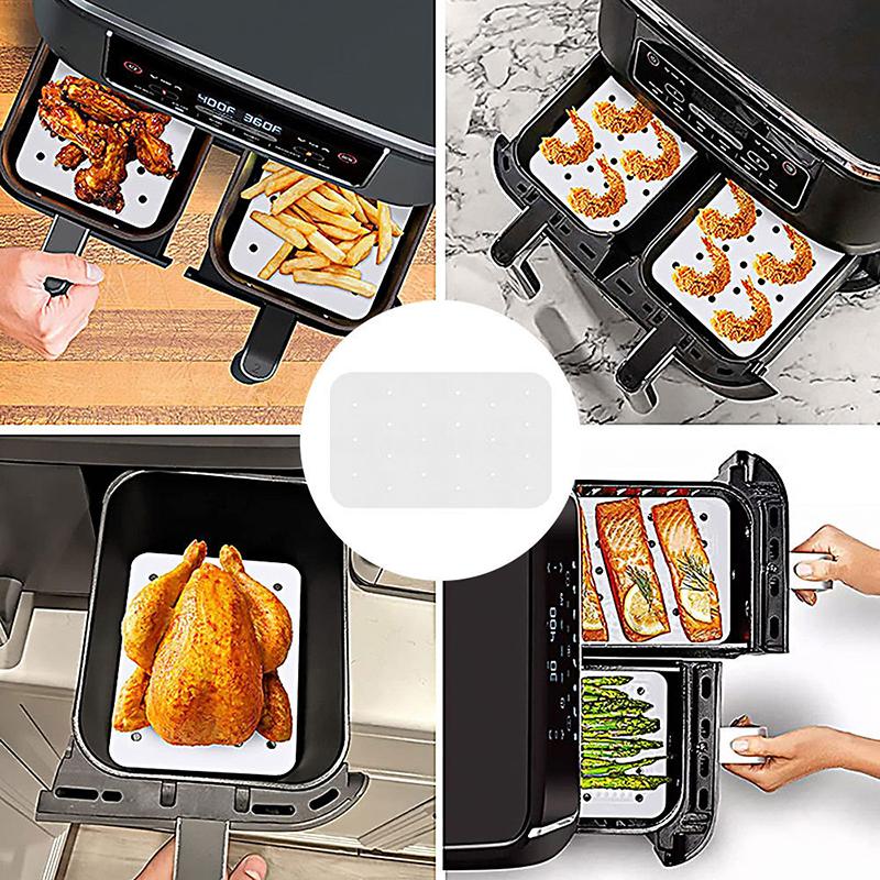 100Pcs Air Fryer Paper Disposable Non-Stick Kitchen Baking Oil-Proof Paper Micro-Wave Barbecue Oven Fryer Papers Steamer Paper