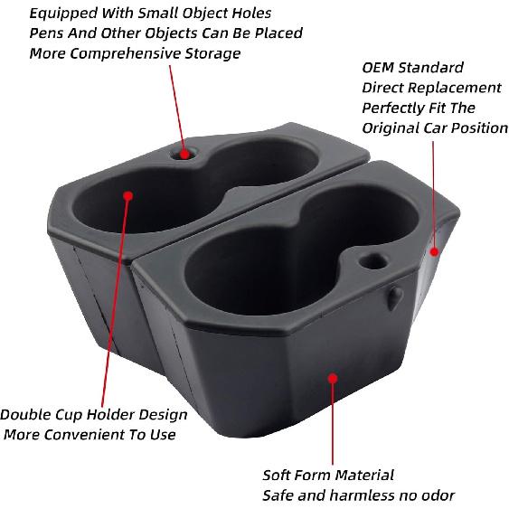 Dasbecan 2PCS Car Door Cup Holder Compatible With 2009- Dodge Ram 1500 2500 3500 4500 5500 Front Driver Passenger Foam Holder Replaces # 5NN24XXXAA