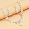 3 pieces of women's trendy bow, water drop earrings, necklace, Zircon set, wedding, banquet, party, and holiday gifts