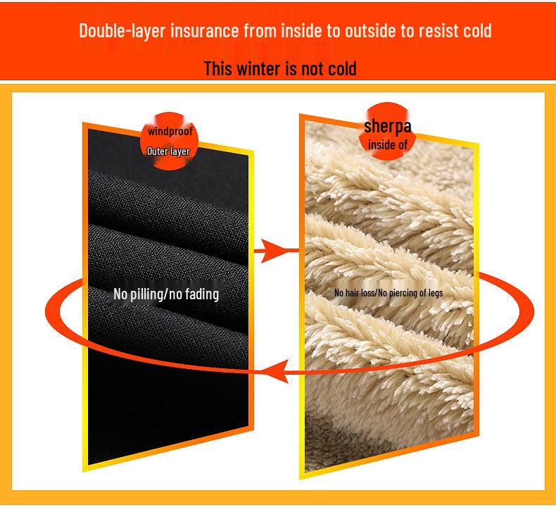 Men's Winter Fleece Lined Lambswool Coat and Pants Set - Outdoor Casual Sportswear, Plus Size Available