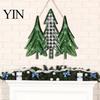 Christmas Tree Wall Decoration 2D Wooden Welcome Hanging Sign, Cartoon Santa Snowman Xmas Party Decor Door Hanger with Rope, Porch Front Holiday