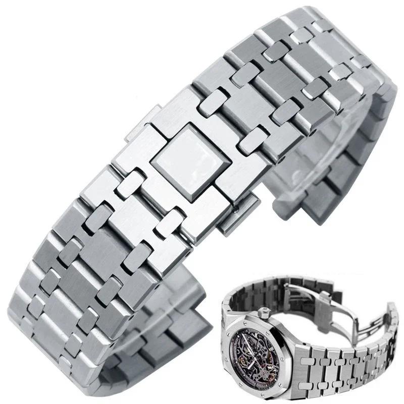 904L Roestvrijstalen Horlogebanden Voor AP 15400 Audemars Piguet Royal Oak GA2100 2110 Band Mannen Zilver waterdicht Armband 26mm