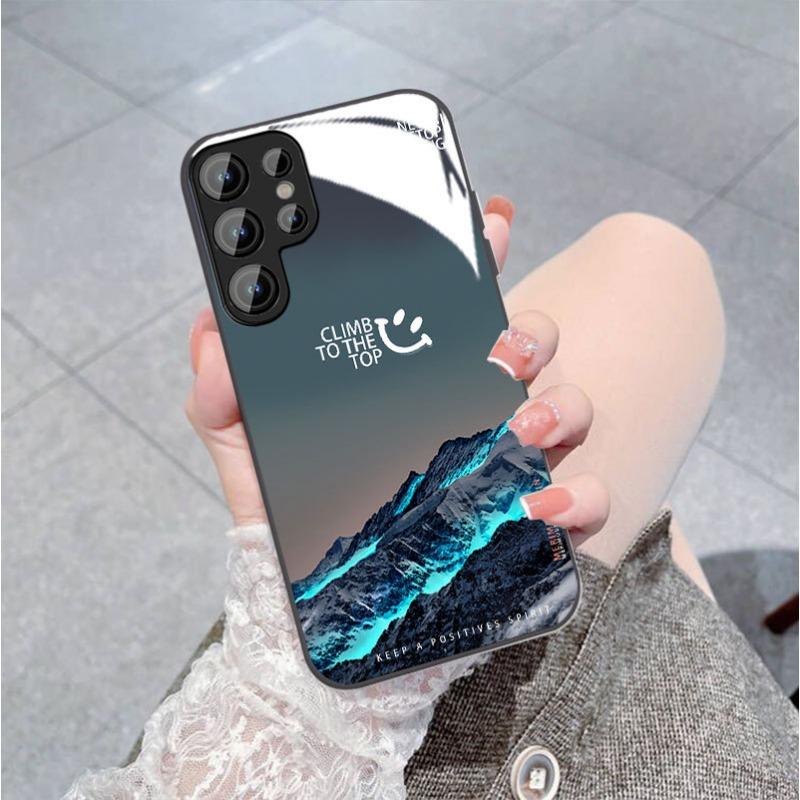 Snow Mountain Is Suitable for Samsung S24ULTRA Mobile Phone Case S23 Glass Mirror S22 Trendy Brand A52A54 Boys New A14
