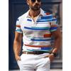 Stylish Geometric Striped Short-sleeve Polo Shirt for Men.