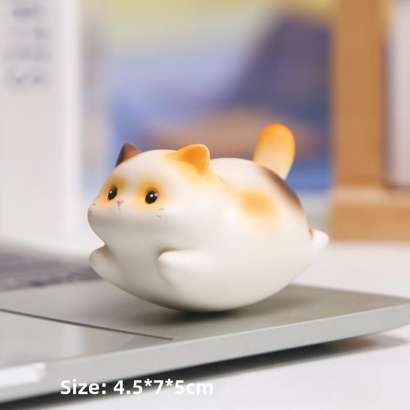 1pcs Cartoon Fury Cat Swinging Fun Ornament Cute Cat Resin Crafts Healing Series Office Desktop Ornament