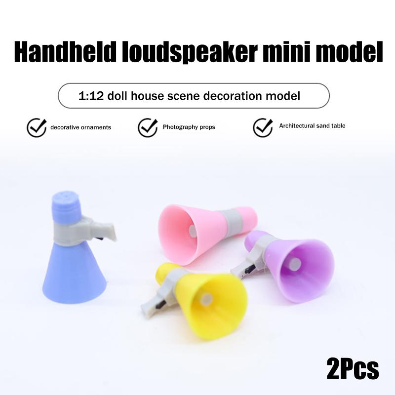 2 szt. 1/12 Domek dla lalek Ręczny megafon Model Akcesoria do dekoracji mikro scenek w domku dla lalek Zabawki do zabawy w udawanie dla dzieci