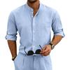 Men's Linen Shirt    Collared Long-sleeved Shirt