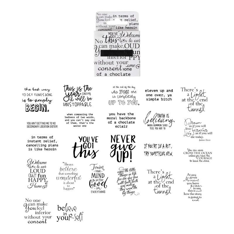 46Pcs/Box English Words Stickers Vintage Letter Paper Stationery Sticker Set for Diy Scrapbook Card Making Craft Lettering