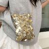 Fashion Trend Sequined Chain Shoulder Bag Small Square Tote Bag Simple Versatile Spice Girl Going Out Casual Messenger Bag Women