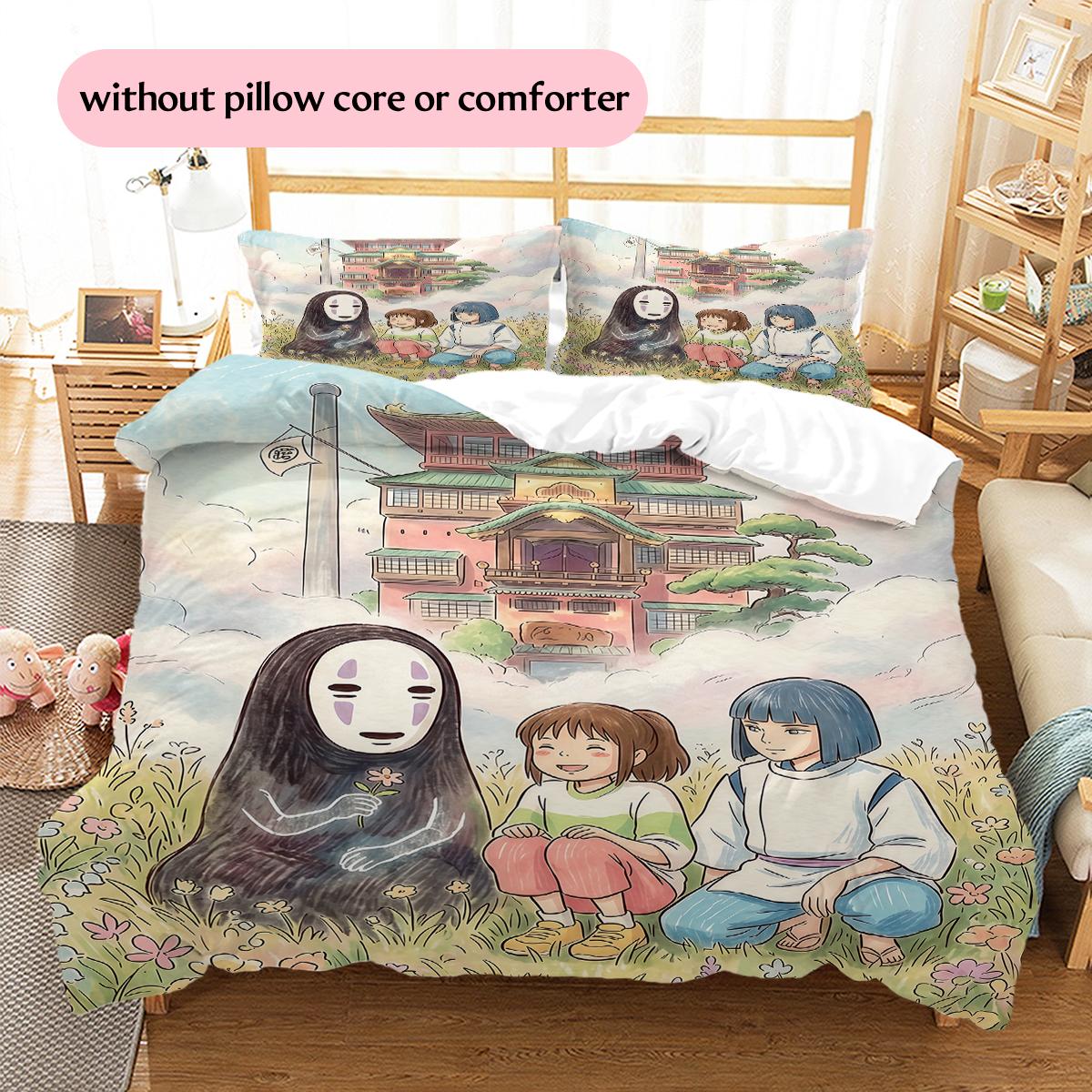

Spirited Away Themed Pattern Bedding Home Decoration Festival Gift (1 * duvet cover + 2 * pillowcase, without core) 135x200cm